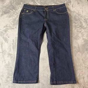 Vintage Women's ROCAWEAR Dark Blue Wash Capri Jeans Embroidered Size 15 Y2K